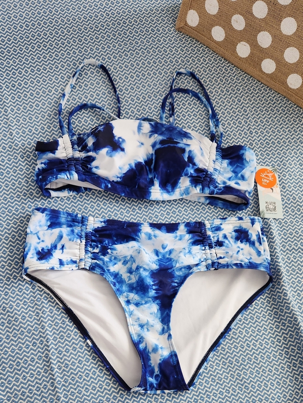 Blue Tie-Dye Bandeau Bikini Set - Women's Swim - Picture 4 of 12